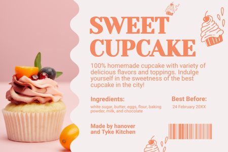 Ontwerpsjabloon van Label van Zoete Cupcakes Detailhandel