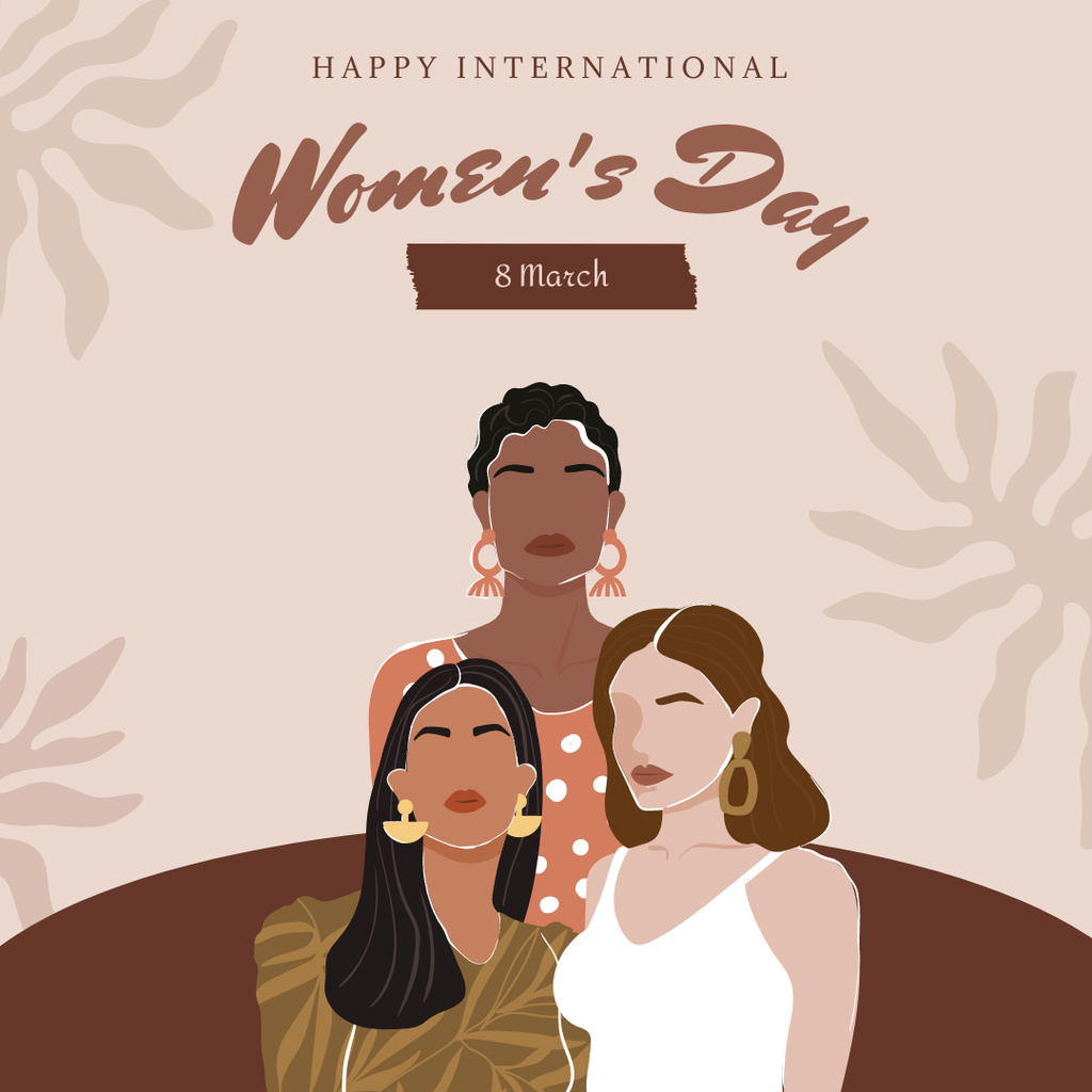 Modèle de visuel International Women's Day Greeting with Attractive Young Women - Instagram