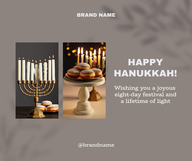 Ontwerpsjabloon van Facebook van Tasty Donuts for Hanukkah Greeting