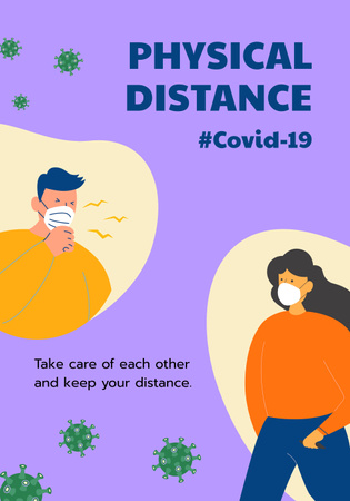Distância física para evitar o COVID-19 Poster 28x40in Modelo de Design