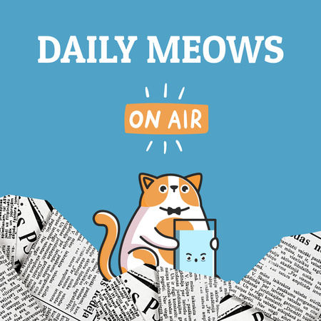 Designvorlage Cute News Announcement with Cat für Instagram