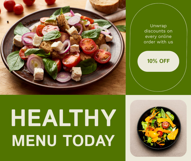 Ad of Today's Healthy Menu with Tasty Salad Facebookデザインテンプレート