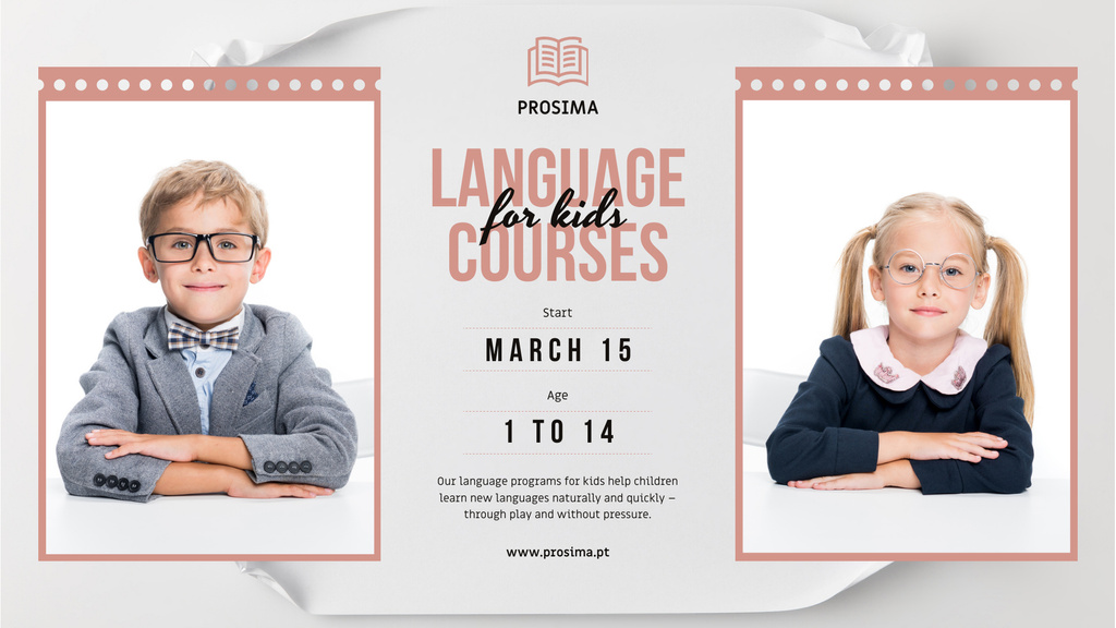 Plantilla de diseño de Language Courses for Kids in Uniform FB event cover 