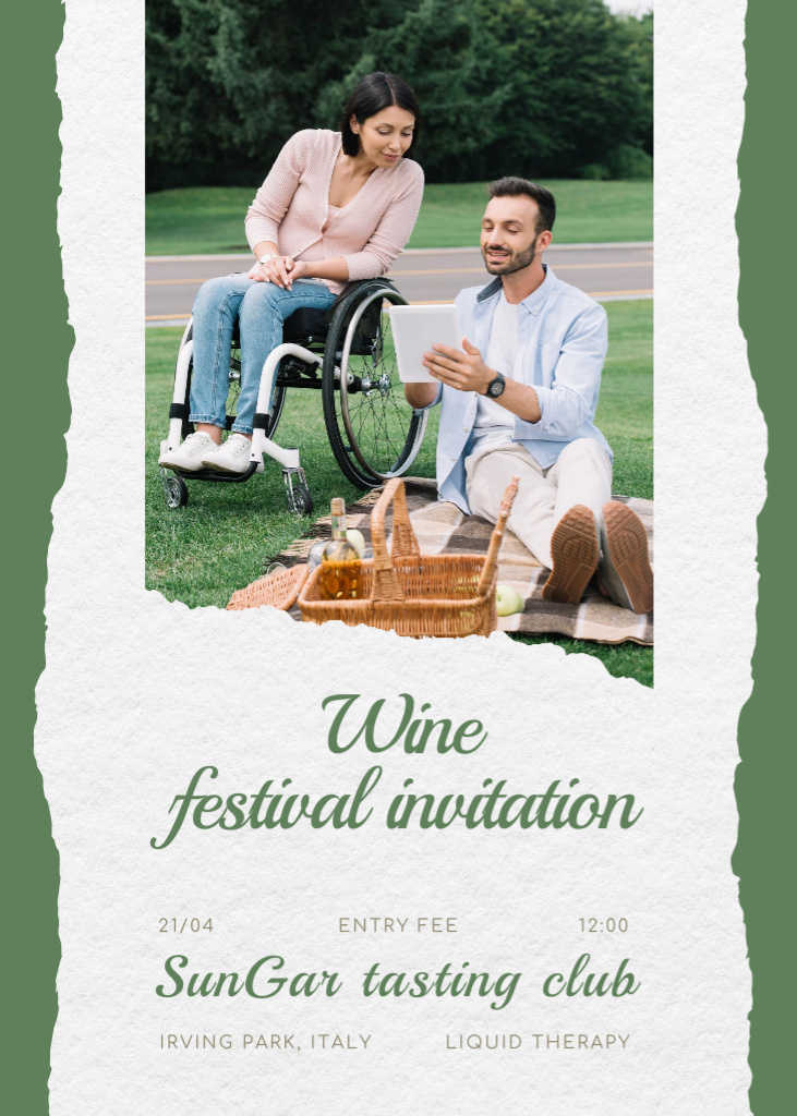 Designvorlage People on Wine Tasting Festival für Invitation