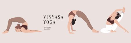 Designvorlage frauen praktizieren yoga für Twitter