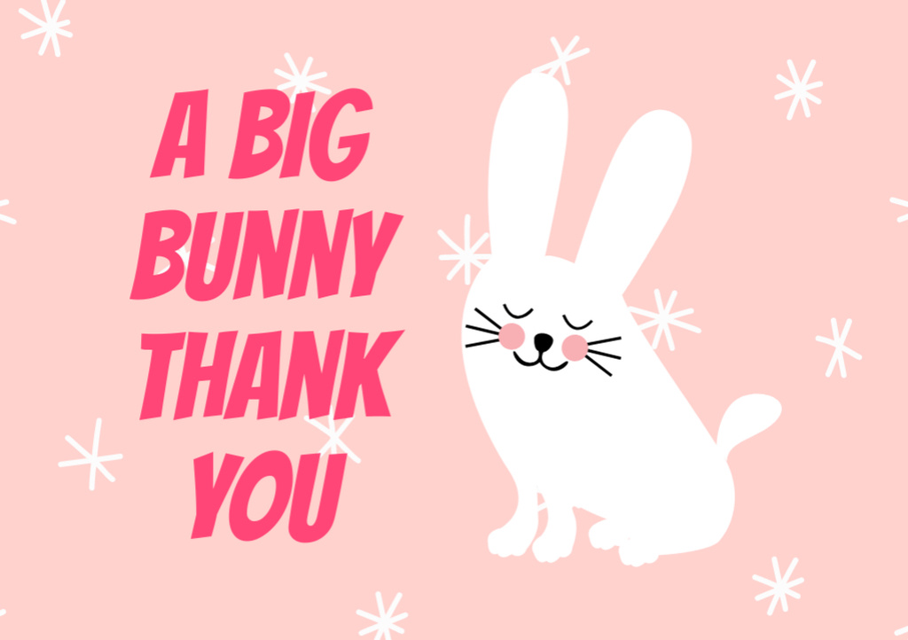 Ontwerpsjabloon van Postcard A5 van Cute Bunny with Thankful Phrase