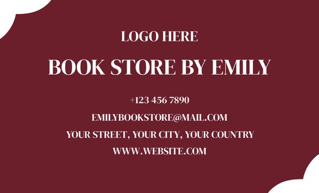 Book Store Ad on Maroon Layout Business Card 91x55mm Tasarım Şablonu
