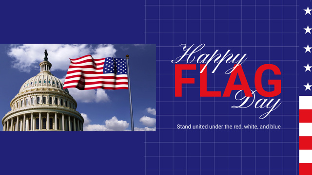 Happy American Flag Day with Capitol Dome Full HD video Šablona návrhu