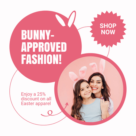 Easter Fashion Sale with Cute Family Instagram AD Design Template