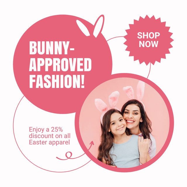 Easter Fashion Sale with Cute Family Instagram ADデザインテンプレート