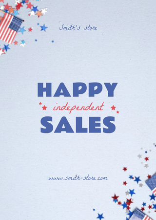 USA Independence Day Sale Offer Announcement Postcard A6 Vertical Design Template