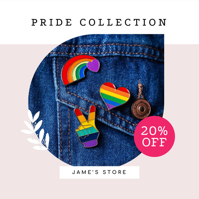 Pride Month Sale of Rainbow Pins At Discounted Rates Instagram Design Template