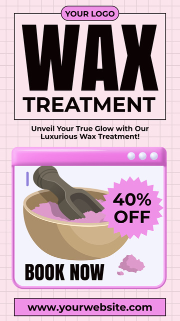 Designvorlage Discount on Wax Treatment on Pink für Instagram Story