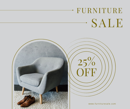 Designvorlage Möbelwerbung mit stylischem Sessel für Facebook
