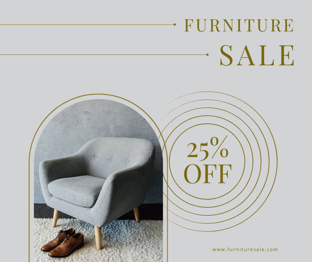 Furniture Ad with Stylish Armchair Facebookデザインテンプレート
