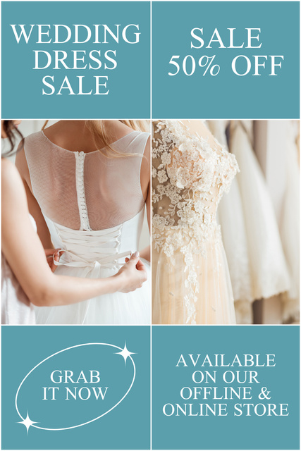 Szablon projektu Collage with Sale of Fashionable Wedding Dresses Pinterest
