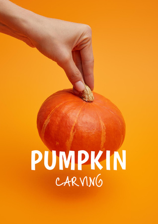 Pumpkin Carving on Halloween Announcement Poster Design Template
