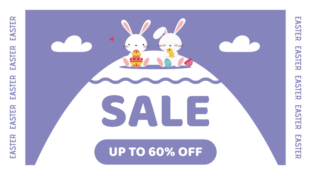 Easter Promotion with Easter Rabbits and Egg FB event cover – шаблон для дизайна