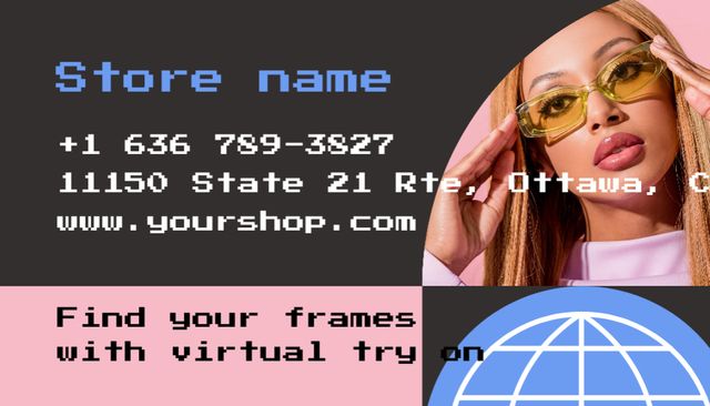 Modèle de visuel Promotion For Elegant Woman's Optical Boutique - Business Card US