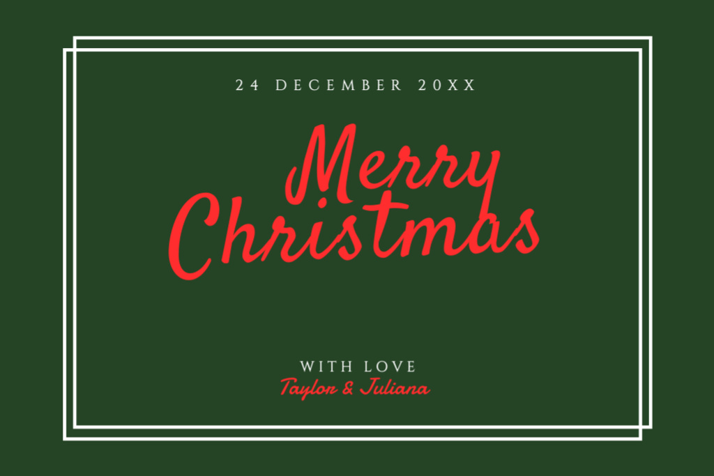 Ontwerpsjabloon van Postcard 4x6in van Radiant Christmas Holiday Congrats With Frame In Green