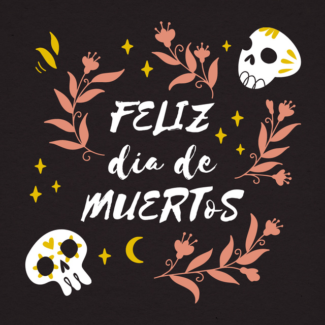 Dia de los Muertos Holiday Celebration with Painted Skulls Animated Post Πρότυπο σχεδίασης