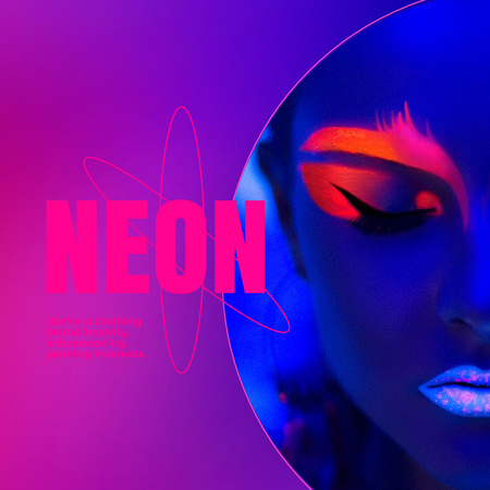 Designvorlage mädchen in grellem neon make-up für Animated Post