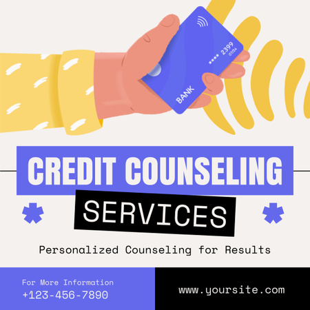 Services of Credit Counseling with Card in Hand LinkedIn post Šablona návrhu