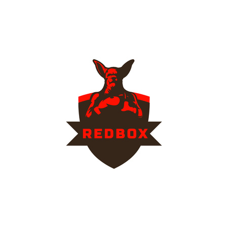 Kangaroo Boxing Club Emblem Logo Design Template