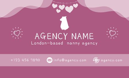 Nanny Agency Advertising in Pink Business Card 91x55mm Design Template