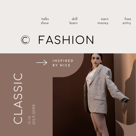 Elegant Lady Posing for Classic Fashion Ad Instagram Design Template