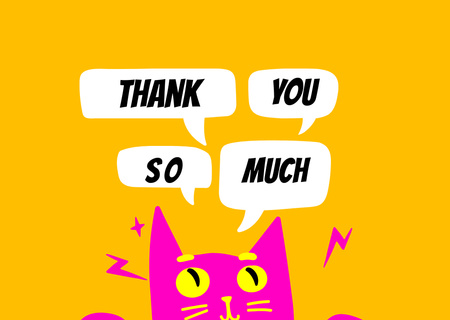 Plantilla de diseño de Thankful Phrase with Cute Pink Cat Card 