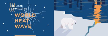 Plantilla de diseño de Cambio climático con oso polar en hielo Email header 