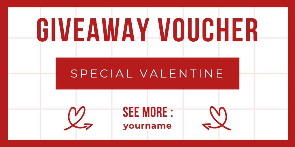 Giveway Voucher Offer for Valentine's Day Twitterデザインテンプレート