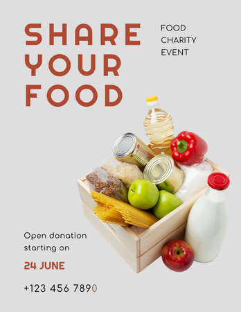 Food Charity Event Poster 8.5x11in Design Template