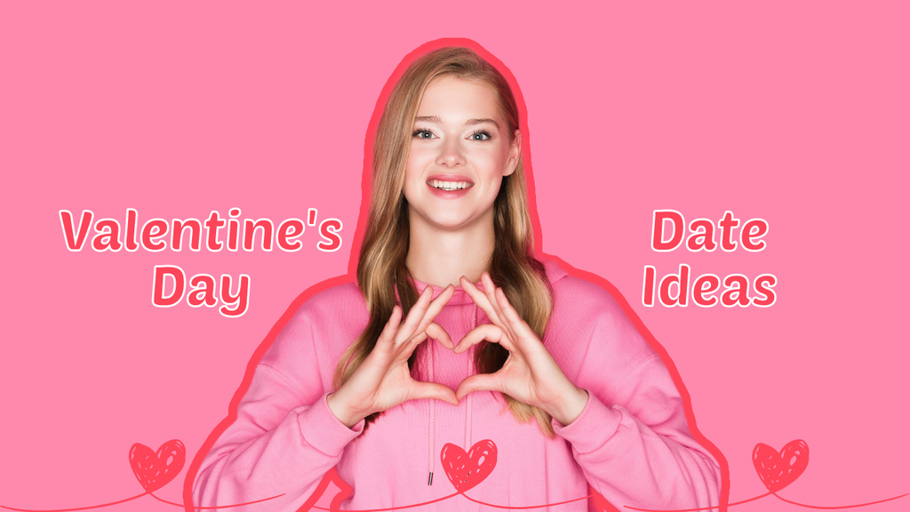 Happy Valentine's Day Greeting with Beautiful Young Blonde Woman Youtube Thumbnail Πρότυπο σχεδίασης