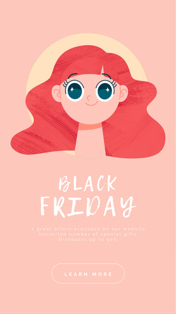 Plantilla de diseño de Black Friday Sale Offer Shocked Girl Instagram Video Story 