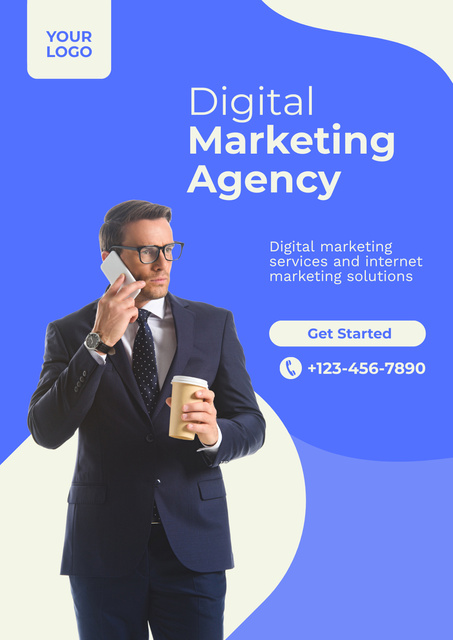 Plantilla de diseño de Digital Brand Management And Marketing Company Poster 