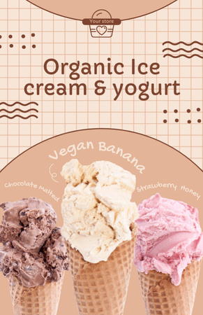 Offer of Organic Ice Cream and Yoghurt Recipe Card Design Template