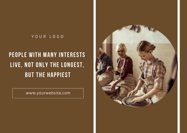 Inspirational Quote about Interests with Potters in Workshop Flyer 5x7in Horizontal Design Template
