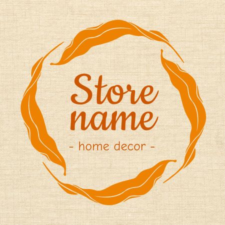 Home Decor Offer In Beige With Leaves Animated Logo Design Template