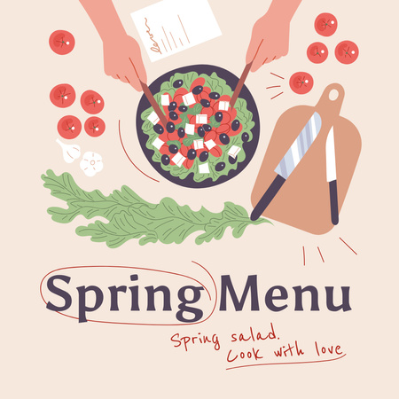 Modèle de visuel offre menu printemps - Instagram AD