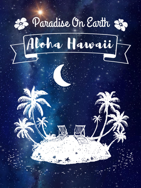 Hawaii travelling inspiration with Tropical island Poster US Tasarım Şablonu
