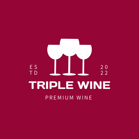 Premium Winery Ad with Three Glasses Logo 1080x1080px Design Template