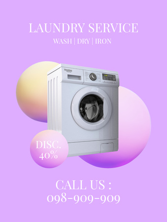 Çamaşırhane Hizmetinde İndirim Sunun Poster US Tasarım Şablonu
