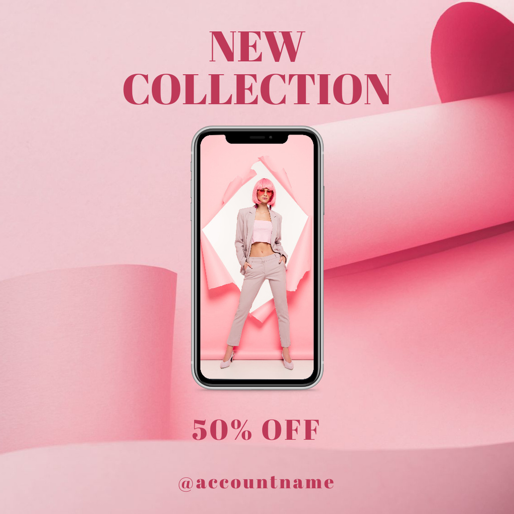 New Collection Announcement With Pink Colors Instagram tervezősablon