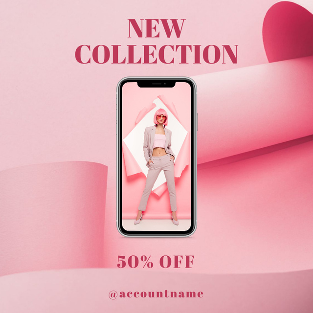 New Collection Announcement With Pink Colors Instagram – шаблон для дизайну