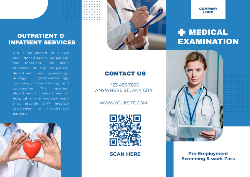 Services of Medical Examination Brochure Design Template