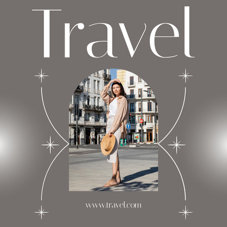 Woman Traveling Alone in City Instagram AD tervezősablon