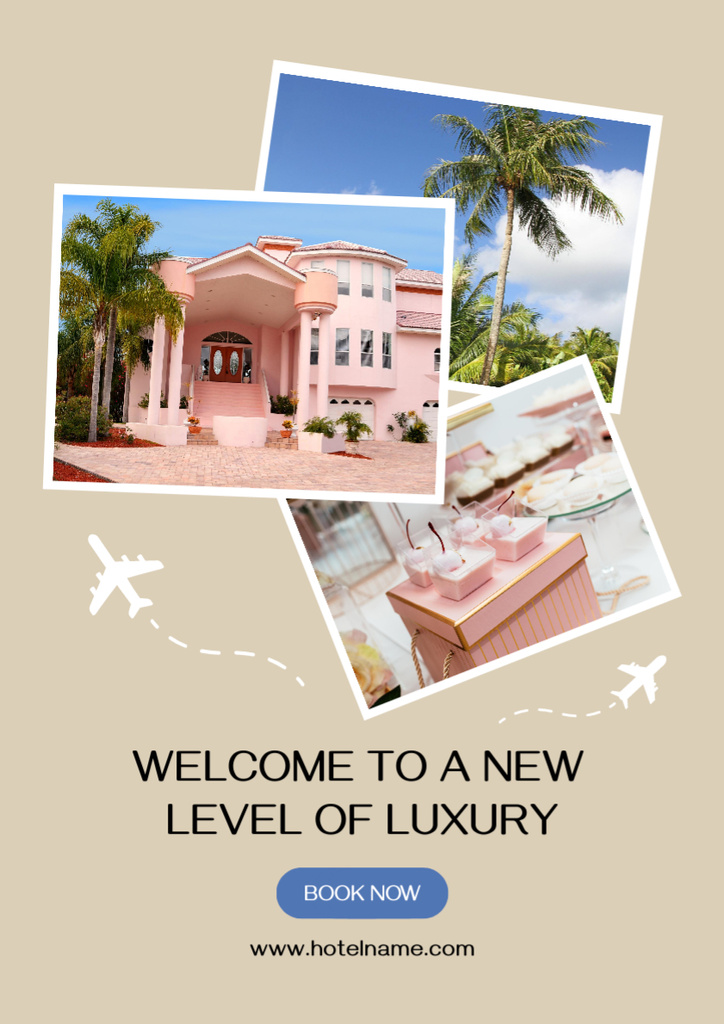 Platilla de diseño Invitation to Luxury Hotel with Photos Poster A3