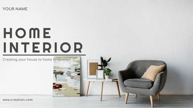 Home Interior Vision Grey and White Presentation Wide – шаблон для дизайна